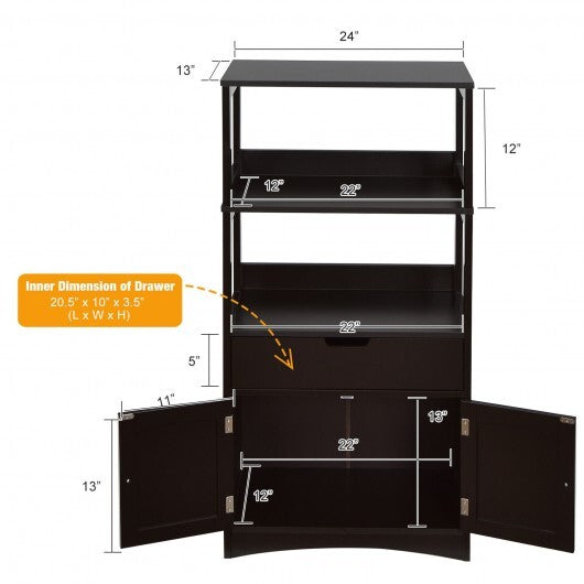 Bathroom Storage Cabinet with Drawer and Shelf Floor Cabinet-Black W2B