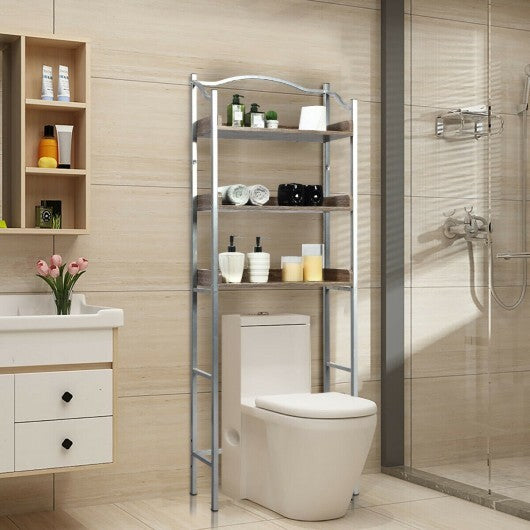 3-Tier Over-The-Toilet Bathroom Spacesaver Storage Rack-Silver - Color: Silver W2B