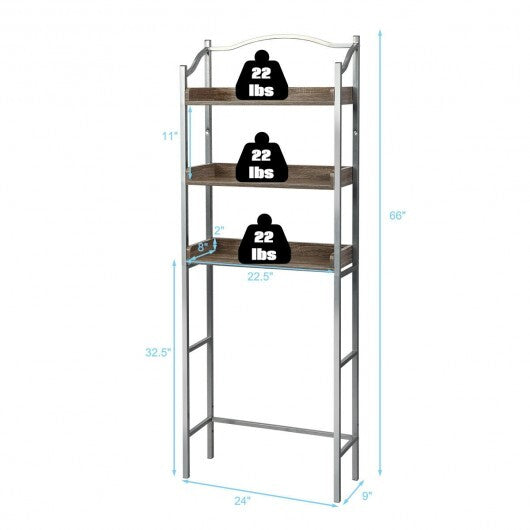 3-Tier Over-The-Toilet Bathroom Spacesaver Storage Rack-Silver - Color: Silver W2B