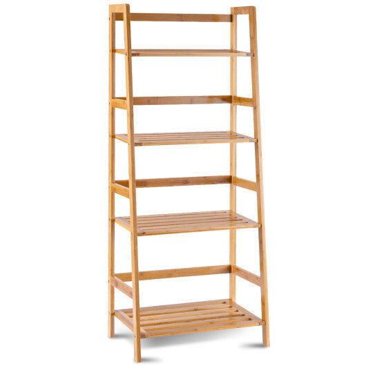 47.5 Inch 4-Tier Multifunctional Bamboo Bookcase Storage Stand Rack W2B