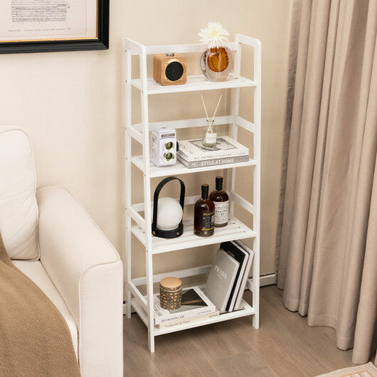47.5 Inch 4-Tier Multifunctional Bamboo Bookcase Storage Stand Rack W2B