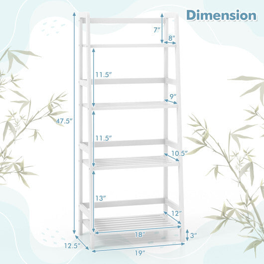 47.5 Inch 4-Tier Multifunctional Bamboo Bookcase Storage Stand Rack W2B