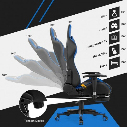 Massage Gaming Chair with Footrest-Pink