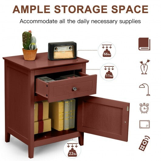 2-Tier Accent Table with Spacious Tabletop-Cherry - Color: Walnut W2B