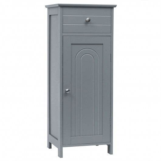Wooden Storage Free-Standing Floor Cabinet with Drawer and Shelf-Gray - Color: Gray W2B