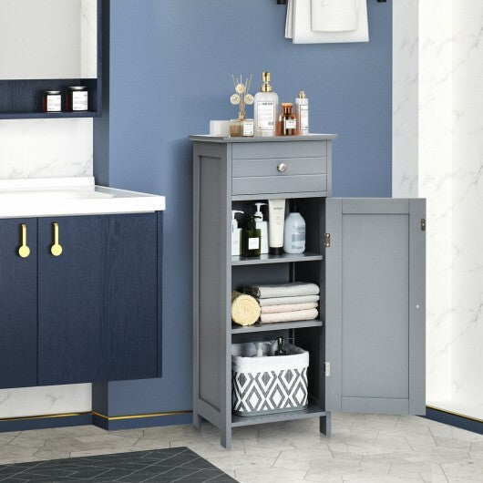 Wooden Storage Free-Standing Floor Cabinet with Drawer and Shelf-Gray - Color: Gray W2B