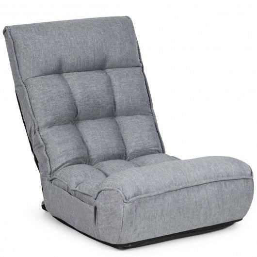 4-Position Adjustable Floor Chair Folding Lazy Sofa-Gray W2B