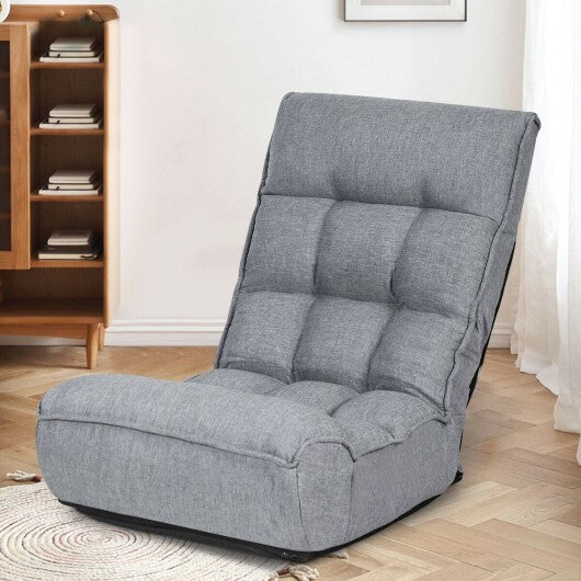 4-Position Adjustable Floor Chair Folding Lazy Sofa-Gray W2B