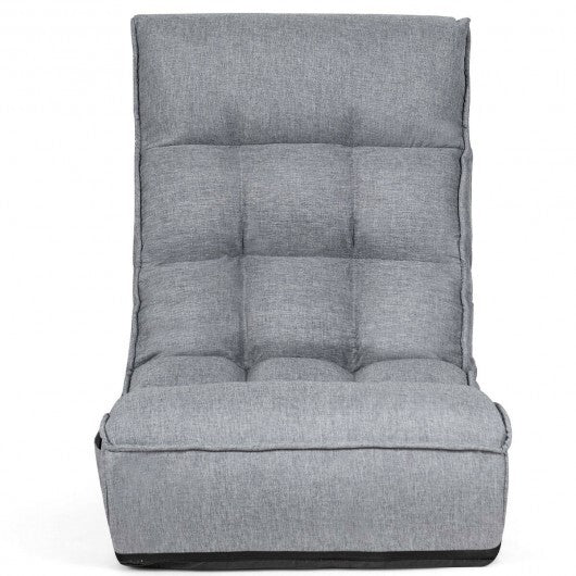 4-Position Adjustable Floor Chair Folding Lazy Sofa-Gray W2B