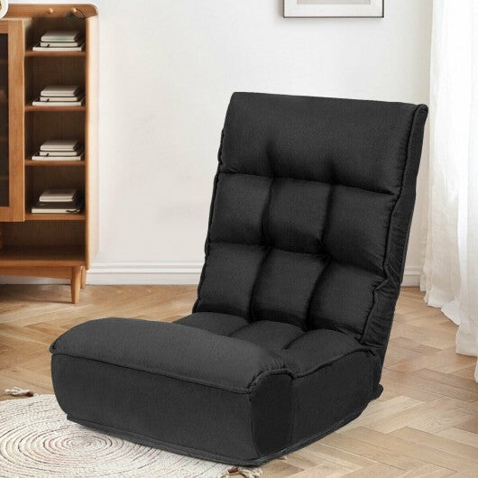 4-Position Adjustable Floor Chair Folding Lazy Sofa-Gray W2B