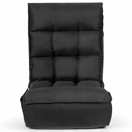 4-Position Adjustable Floor Chair Folding Lazy Sofa-Gray W2B