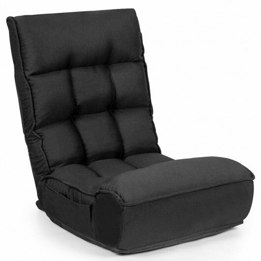 4-Position Adjustable Floor Chair Folding Lazy Sofa-Gray W2B
