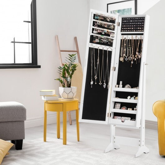 Mirrored Standing Jewelry Cabinet Storage Box-Black W2B