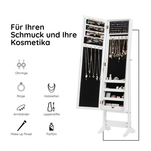 Mirrored Standing Jewelry Cabinet Storage Box-Black W2B