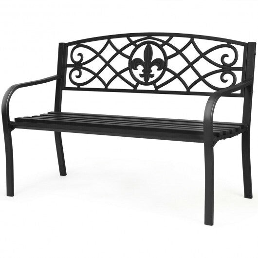 50 Inch Patio Heavy-Duty Metal Garden Bench W2B