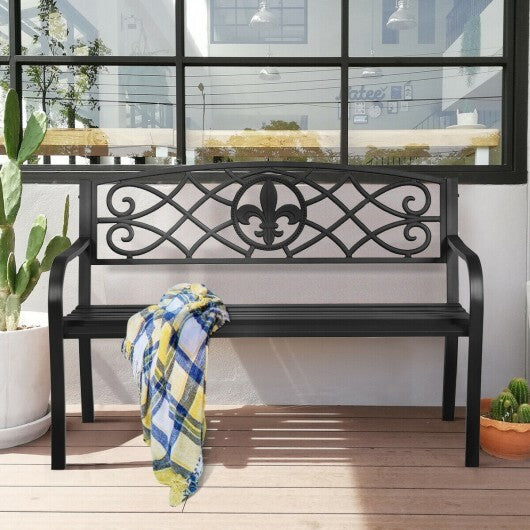 50 Inch Patio Heavy-Duty Metal Garden Bench W2B