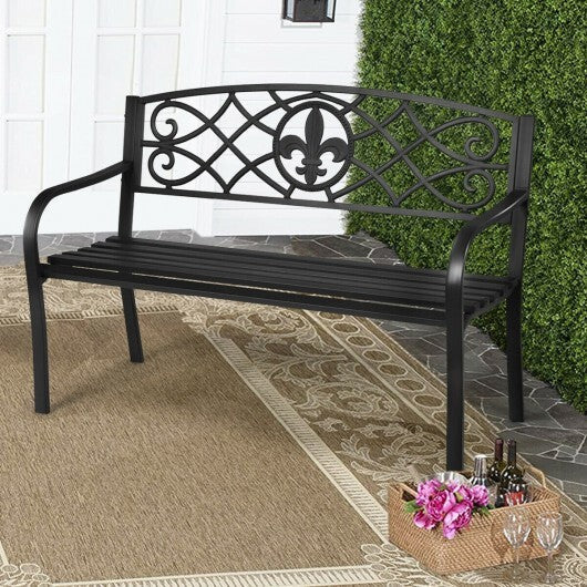 50 Inch Patio Heavy-Duty Metal Garden Bench W2B