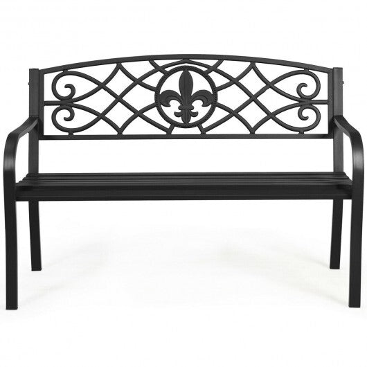 50 Inch Patio Heavy-Duty Metal Garden Bench W2B