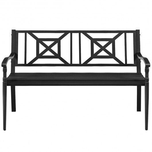 Patio Garden Bench with Powder Coated Steel Frame - Color: Black W2B