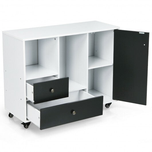 Lateral Mobile Filing Cabinet with 2 Drawers-Black - Color: Black W2B