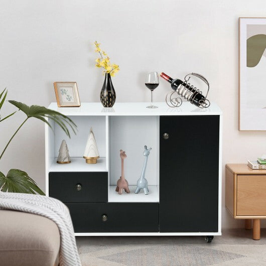 Lateral Mobile Filing Cabinet with 2 Drawers-Black - Color: Black W2B