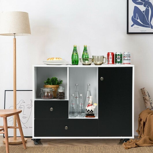 Lateral Mobile Filing Cabinet with 2 Drawers-Black - Color: Black W2B