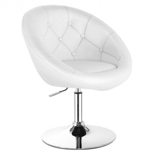 1 Piece Modern Adjustable Swivel Round PU Leather Chair-Black W2B