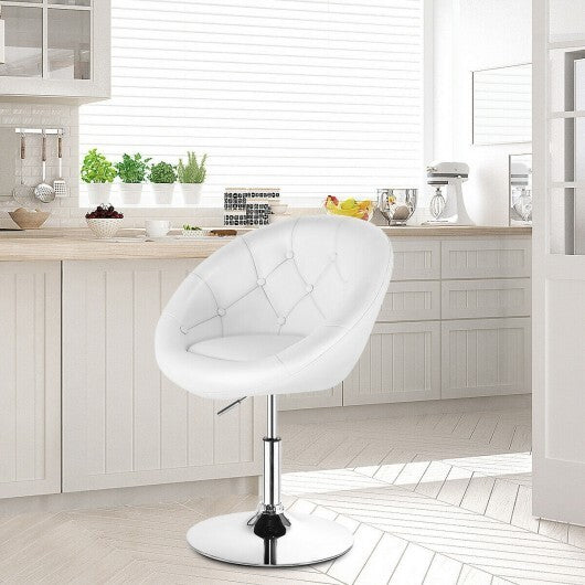 1 Piece Modern Adjustable Swivel Round PU Leather Chair-Black W2B