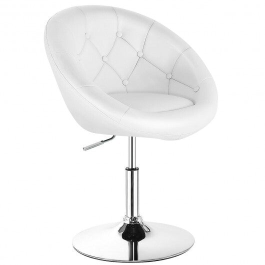 1 Piece Modern Adjustable Swivel Round PU Leather Chair-Black W2B