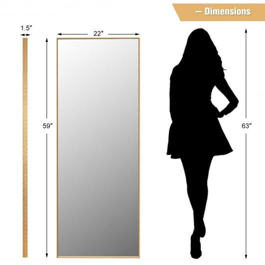 59 Inch Full Length Mirror Large Rectangle Bedroom Mirror-Golden W2B