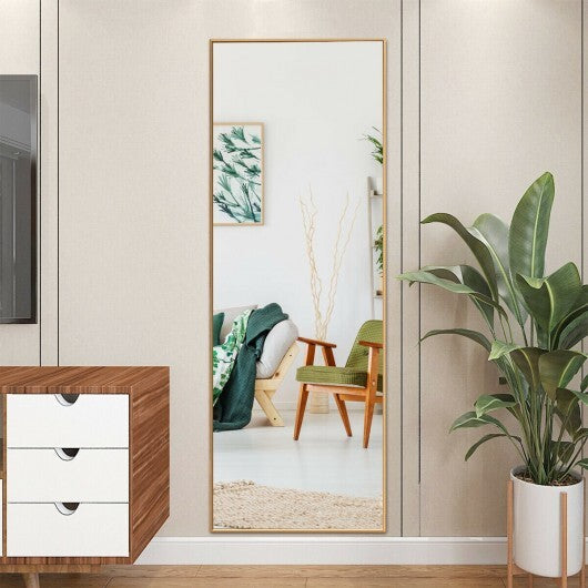 59 Inch Full Length Mirror Large Rectangle Bedroom Mirror-Golden W2B