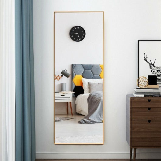 59 Inch Full Length Mirror Large Rectangle Bedroom Mirror-Golden W2B