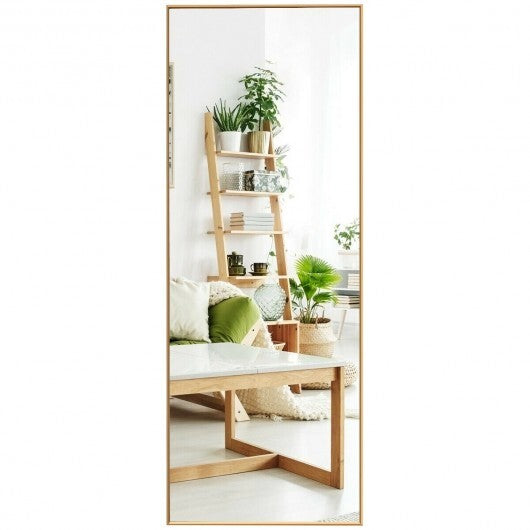59 Inch Full Length Mirror Large Rectangle Bedroom Mirror-Golden W2B