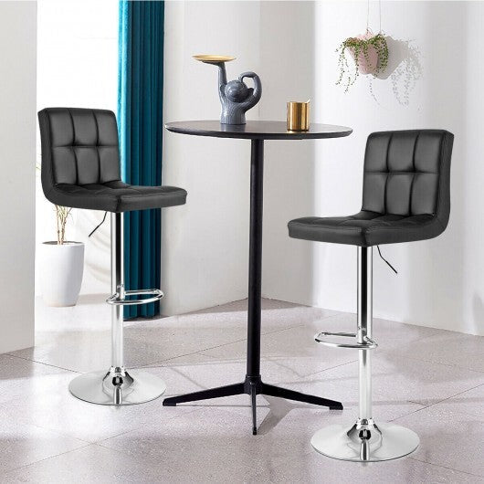 Adjustable Swivel Bar Stool with PU Leather-Black - Color: Black W2B