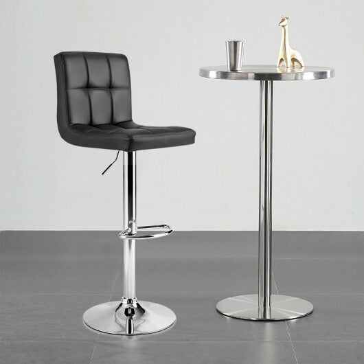 Adjustable Swivel Bar Stool with PU Leather-Black - Color: Black W2B