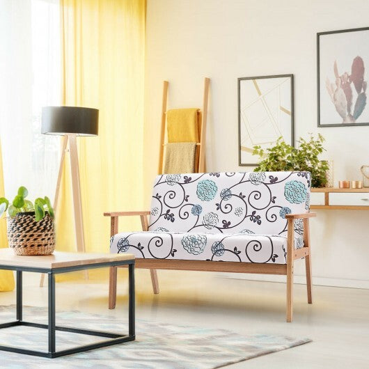 Modern Fabric Loveseat Sofa Couch Upholstered 2-Seat Armchair-Yellow