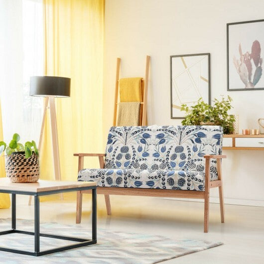 Modern Fabric Loveseat Sofa Couch Upholstered 2-Seat Armchair-Yellow