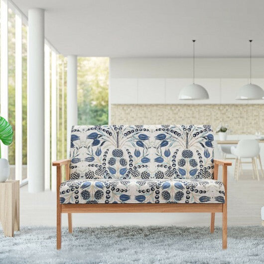 Modern Fabric Loveseat Sofa Couch Upholstered 2-Seat Armchair-Yellow