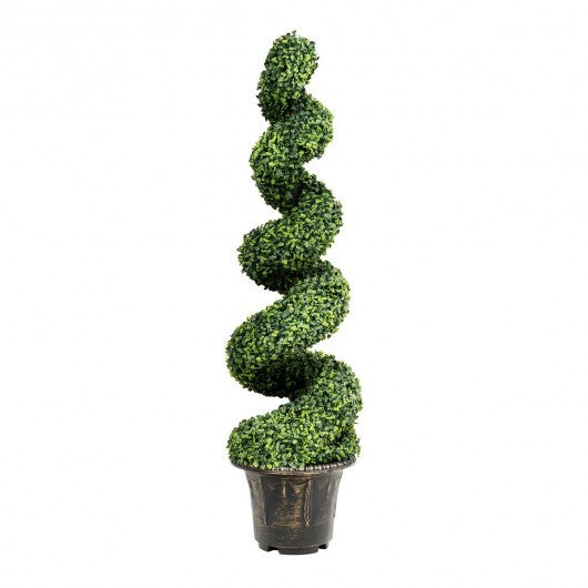 4 Feet Artificial Boxwood Spiral Green Leaves Tree W2B