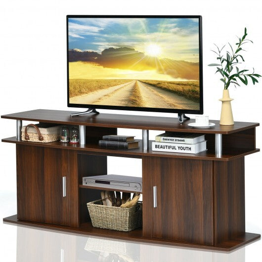 63 Inch TV Entertainment Console Center with 2 Cabinets-Walnut W2B