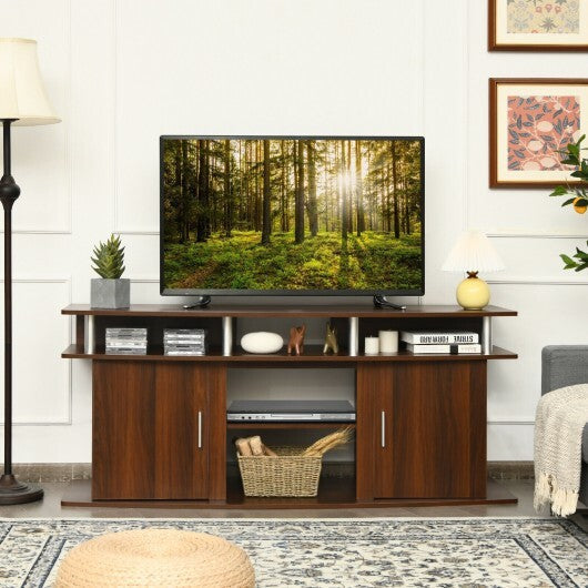 63 Inch TV Entertainment Console Center with 2 Cabinets-Walnut W2B