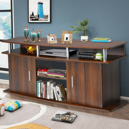 63 Inch TV Entertainment Console Center with 2 Cabinets-Walnut W2B