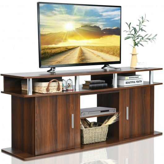 63 Inch TV Entertainment Console Center with 2 Cabinets-Walnut W2B