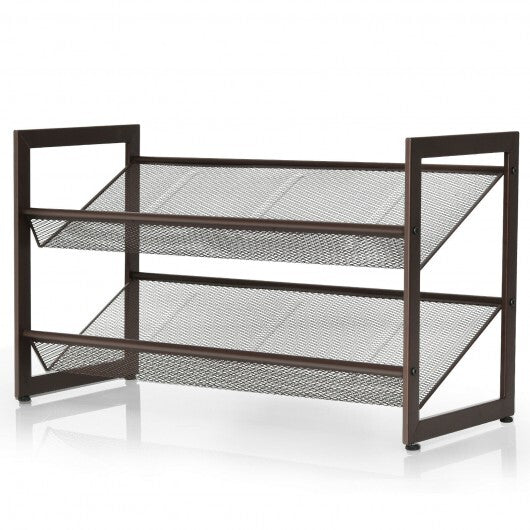 2/3/4 Tiers Flat and Slant Metal Shoe Rack for Entryway Hallway-4-Tier W2B