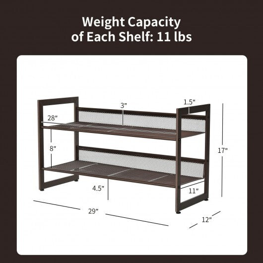 2/3/4 Tiers Flat and Slant Metal Shoe Rack for Entryway Hallway-4-Tier W2B