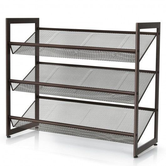 2/3/4 Tiers Flat and Slant Metal Shoe Rack for Entryway Hallway-4-Tier W2B