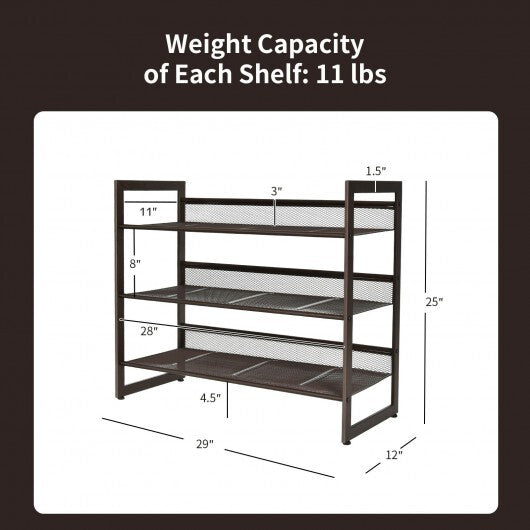2/3/4 Tiers Flat and Slant Metal Shoe Rack for Entryway Hallway-4-Tier W2B