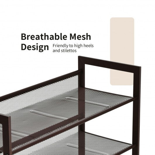 2/3/4 Tiers Flat and Slant Metal Shoe Rack for Entryway Hallway-4-Tier W2B