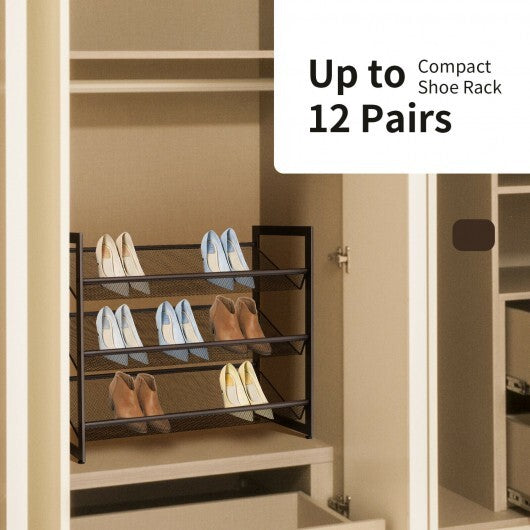 2/3/4 Tiers Flat and Slant Metal Shoe Rack for Entryway Hallway-4-Tier W2B