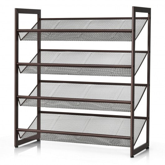 2/3/4 Tiers Flat and Slant Metal Shoe Rack for Entryway Hallway-4-Tier W2B